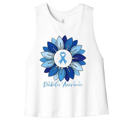 Sunflower Diabetes Awareness Month Women's Racerback Cropped Tank