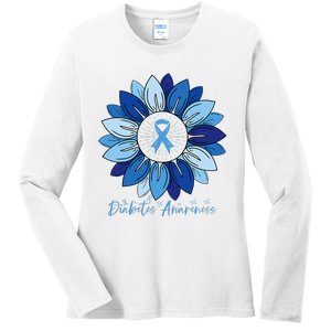 Sunflower Diabetes Awareness Month Ladies Long Sleeve Shirt