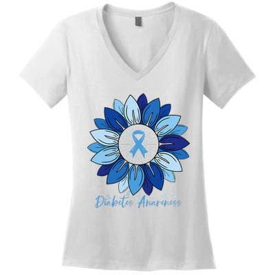 Sunflower Diabetes Awareness Month Women's V-Neck T-Shirt