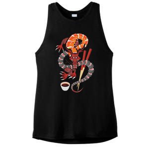 Sushi Dragon Anime Japan Japanese Cuisine Chef Food Lover Ladies PosiCharge Tri-Blend Wicking Tank