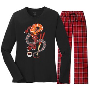 Sushi Dragon Anime Japan Japanese Cuisine Chef Food Lover Women's Long Sleeve Flannel Pajama Set 