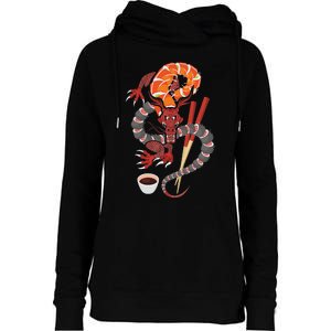 Sushi Dragon Anime Japan Japanese Cuisine Chef Food Lover Womens Funnel Neck Pullover Hood