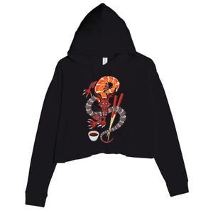 Sushi Dragon Anime Japan Japanese Cuisine Chef Food Lover Crop Fleece Hoodie