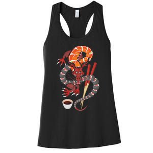 Sushi Dragon Anime Japan Japanese Cuisine Chef Food Lover Women's Racerback Tank