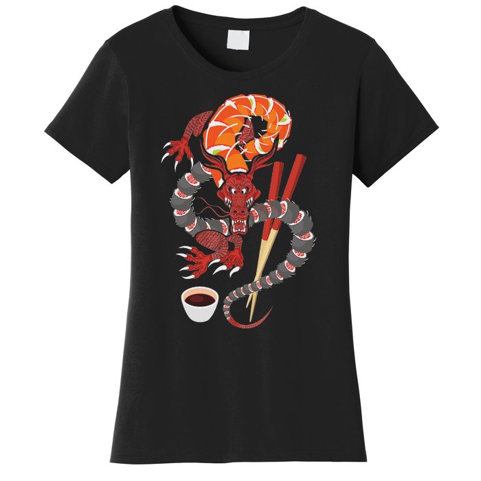 Sushi Dragon Anime Japan Japanese Cuisine Chef Food Lover Women's T-Shirt