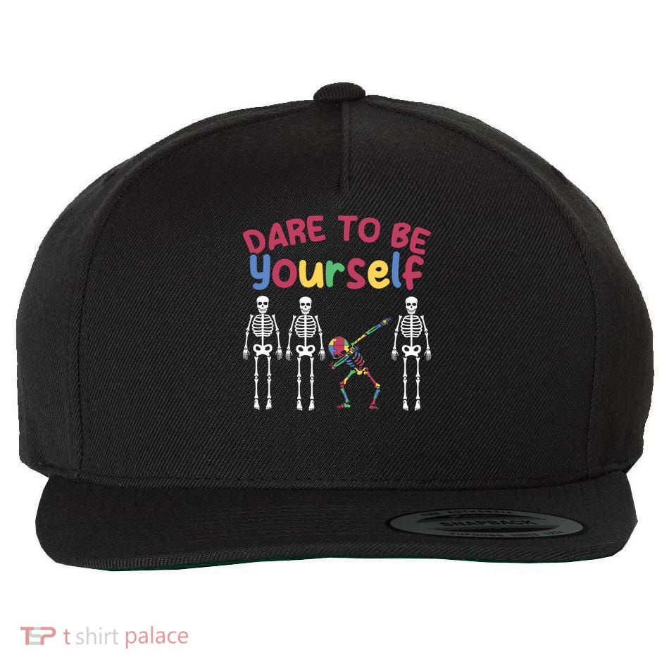 skeleton dancing autistic puzzle support autism awareness great gift Wool Snapback Cap