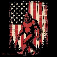 Sasquatch Distressed American Flag Tall T-Shirt