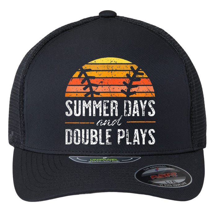 Summer Days And Double Plays Baseball Player Retro Vintage Flexfit Unipanel Trucker Cap