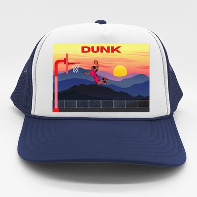 Slam Dunk Alleyoop Highflying Dunk Hang Time Dunk! Trucker Hat