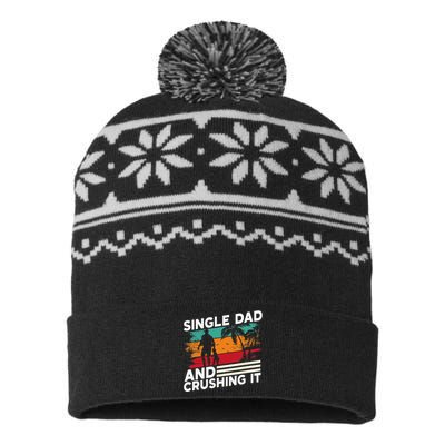 Single Dad And Crushing It Parent Fathers Day Father Lone USA-Made Snowflake Beanie