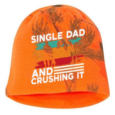 Single Dad And Crushing It Parent Fathers Day Father Lone Kati - Camo Knit Beanie