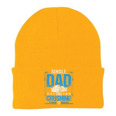 Single Dad And Crushing It Parent Lone Fathers Day Father Knit Cap Winter Beanie