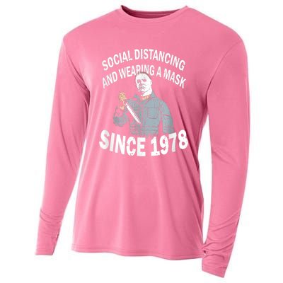 Social Distancing And Wearing A Mask Since 1978 , Halloween Michael Myers Cooling Performance Long Sleeve Crew