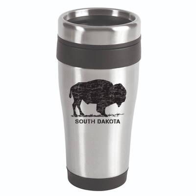 South Dakota And American Buffalo Bison 16oz Travel Tumbler