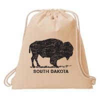 South Dakota And American Buffalo Bison Drawstring Bag