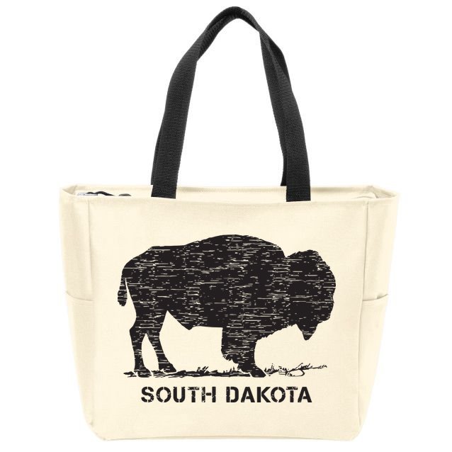 South Dakota And American Buffalo Bison Zip Tote Bag