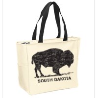 South Dakota And American Buffalo Bison Zip Tote Bag