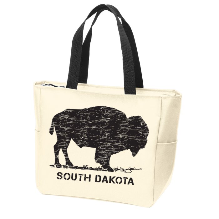 South Dakota And American Buffalo Bison Zip Tote Bag