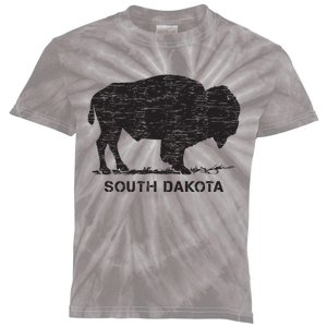 South Dakota And American Buffalo Bison Kids Tie-Dye T-Shirt