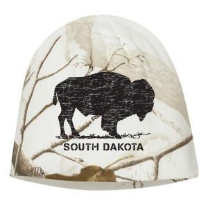 South Dakota And American Buffalo Bison Kati - Camo Knit Beanie