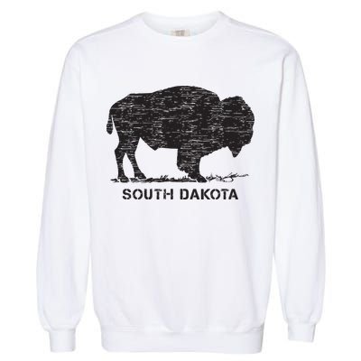 South Dakota And American Buffalo Bison Garment-Dyed Sweatshirt