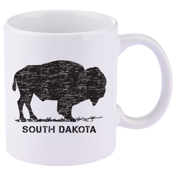 South Dakota And American Buffalo Bison 11oz C Handle Ceramic Mug