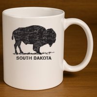 South Dakota And American Buffalo Bison 11oz C Handle Ceramic Mug