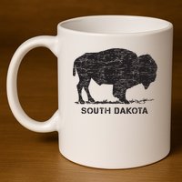 South Dakota And American Buffalo Bison 11oz C Handle Ceramic Mug