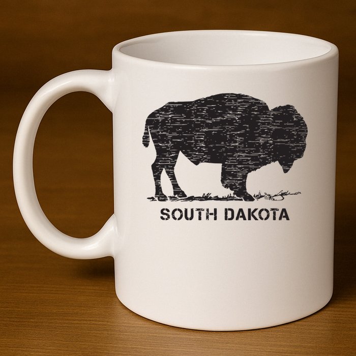 South Dakota And American Buffalo Bison 11oz C Handle Ceramic Mug