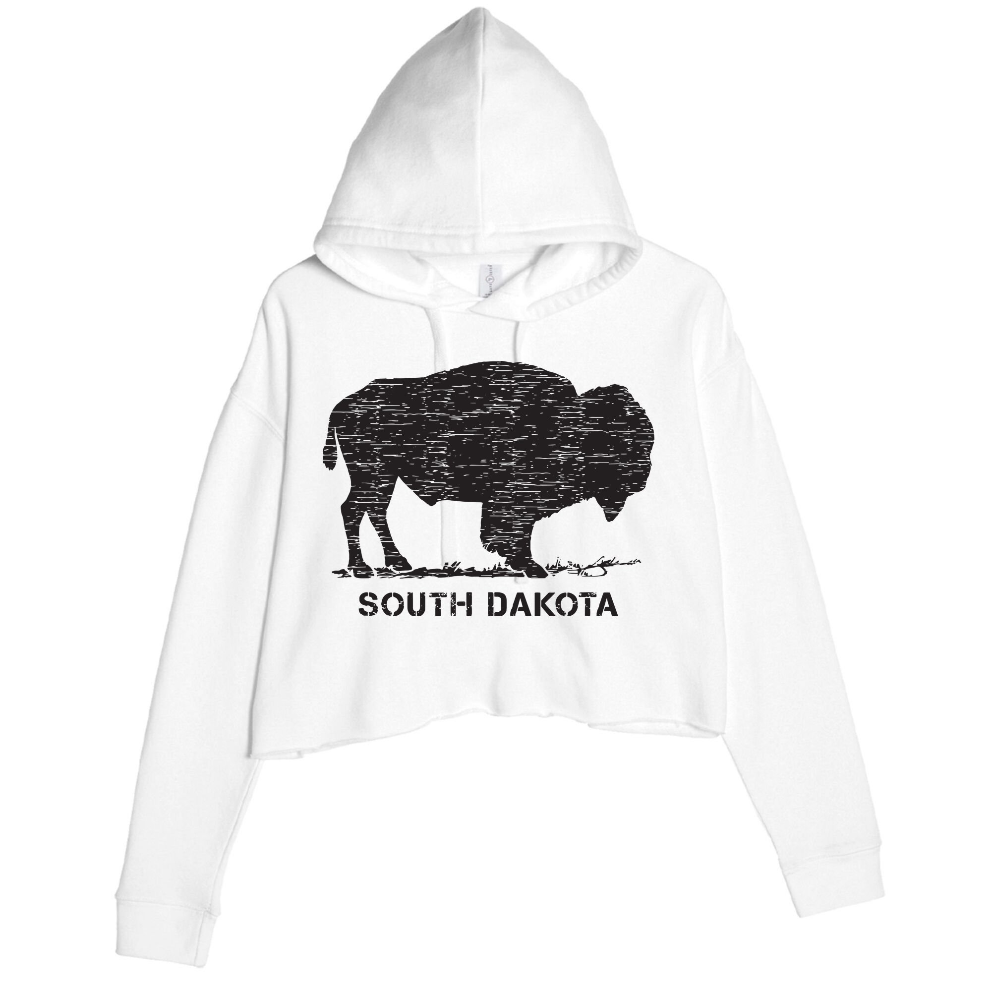 South Dakota And American Buffalo Bison Crop Fleece Hoodie