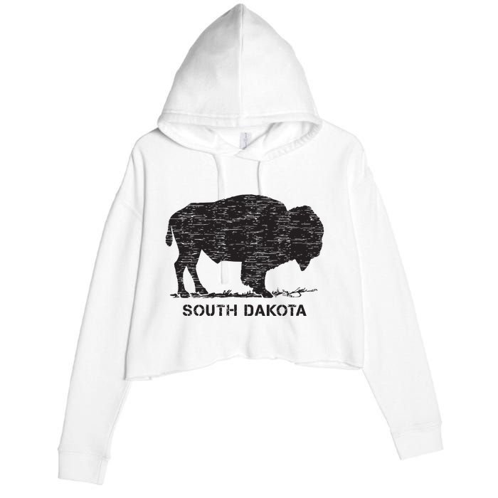 South Dakota And American Buffalo Bison Crop Fleece Hoodie