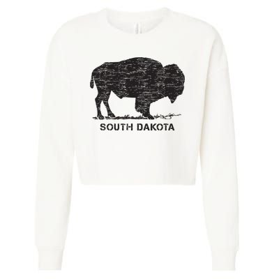 South Dakota And American Buffalo Bison Cropped Pullover Crew