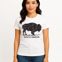 South Dakota And American Buffalo Bison Womens T-Shirt