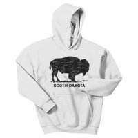 South Dakota And American Buffalo Bison Kids Hoodie