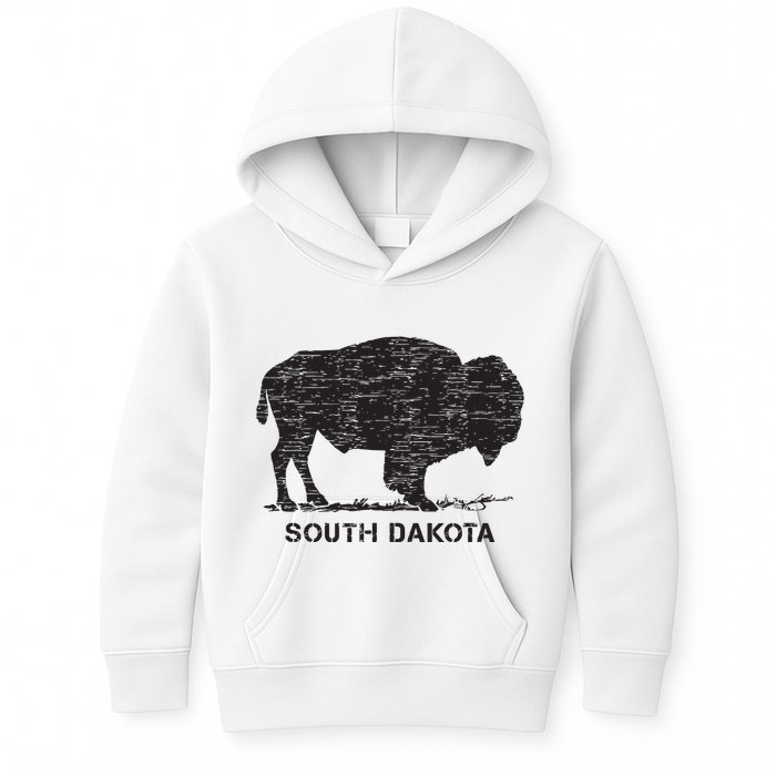 South Dakota And American Buffalo Bison Kids Hoodie