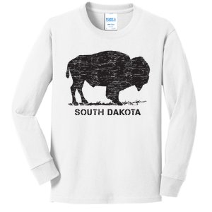 South Dakota And American Buffalo Bison Kids Long Sleeve Shirt