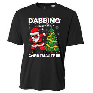 Santa Dabbing Around the Christmas Tree Lights Cooling Performance Crew T-Shirt