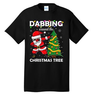 Santa Dabbing Around the Christmas Tree Lights Tall T-Shirt