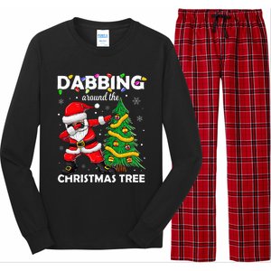 Santa Dabbing Around the Christmas Tree Lights Long Sleeve Pajama Set