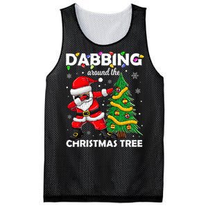 Santa Dabbing Around the Christmas Tree Lights Mesh Reversible Basketball Jersey Tank