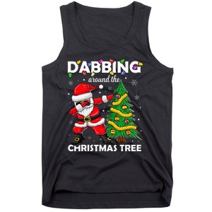 Santa Dabbing Around the Christmas Tree Lights Tank Top