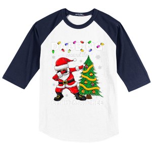 Santa Dabbing Around the Christmas Tree Lights Baseball Sleeve Shirt