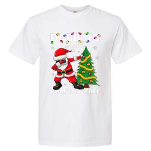 Santa Dabbing Around the Christmas Tree Lights Garment-Dyed Heavyweight T-Shirt