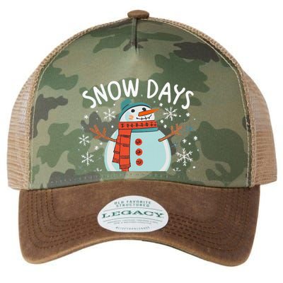 Snow Days Are The Best Snow Day Supporter Winter Snowman  Legacy Tie Dye Trucker Hat