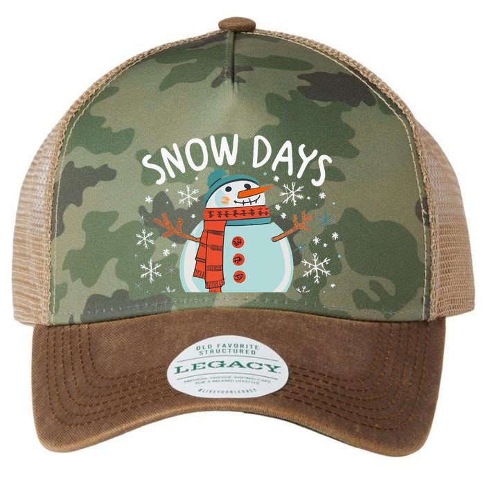 Snow Days Are The Best Snow Day Supporter Winter Snowman  Legacy Tie Dye Trucker Hat