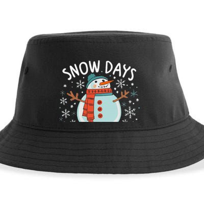 Snow Days Are The Best Snow Day Supporter Winter Snowman  Sustainable Bucket Hat