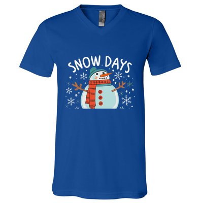 Snow Days Are The Best Snow Day Supporter Winter Snowman  V-Neck T-Shirt