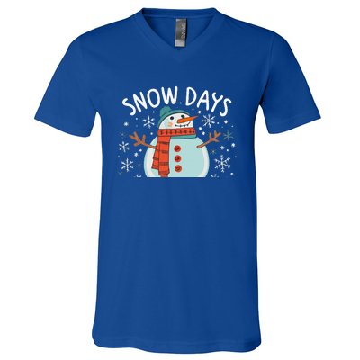 Snow Days Are The Best Snow Day Supporter Winter Snowman  V-Neck T-Shirt