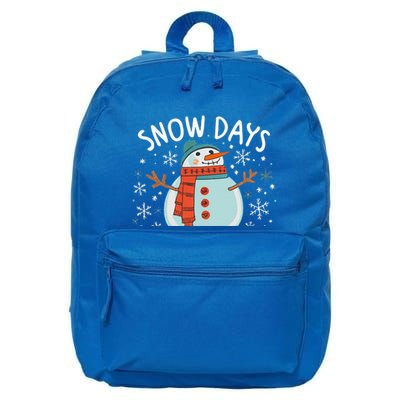Snow Days Are The Best Snow Day Supporter Winter Snowman  16 in Basic Backpack