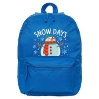 Snow Days Are The Best Snow Day Supporter Winter Snowman  16 in Basic Backpack